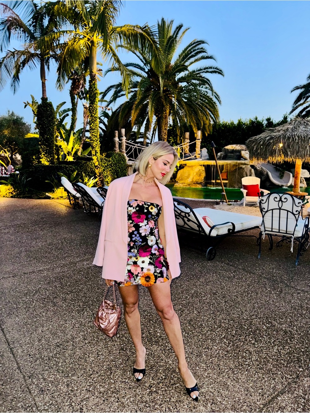 Floral Strapless Mini Dress in Black and Multicolor- Nieman Marcus